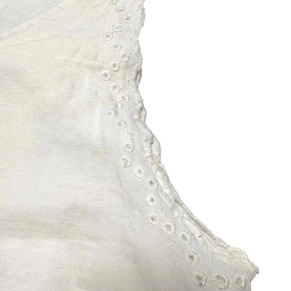 Madewell | Women | White Linen Blend Crossback Eyelet Spring Mini Dress | Size 2 - Picture 11 of 14
